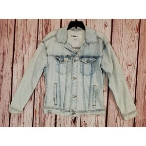 Hollister Co. Denim Jean Jacket Relaxed Fit Light Blue Pockets Mens Small Cotton